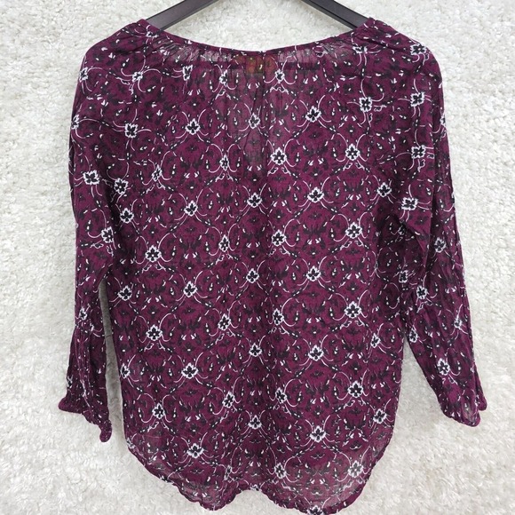 Roller Rabbit Top Womens Small Purple Floral Long Sleeve Peasant Bloomcore‎ - Picture 8 of 12